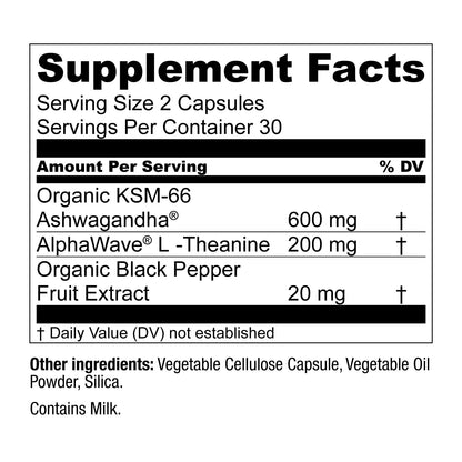 Live Conscious KSM-66 Ashwagandha Supplement w/L Theanine & AlphaWave - ZenWell Everyday Stress Relief, Cognitive, Brain Health