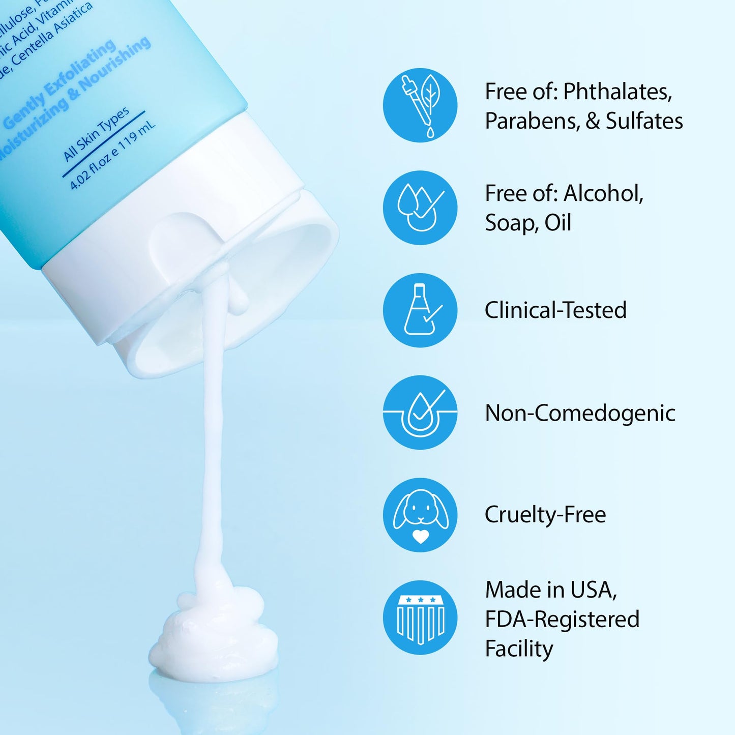 Ebanel Brightening Peeling Gel with Cotton Cellulose, Rice, Papaya, Centella, Hyaluronic Acid for Face and Body, Gentle Exfoliating Face Scrub Gel Peel Wash, Deep Pore Cleanser Minimizer Exfoliator