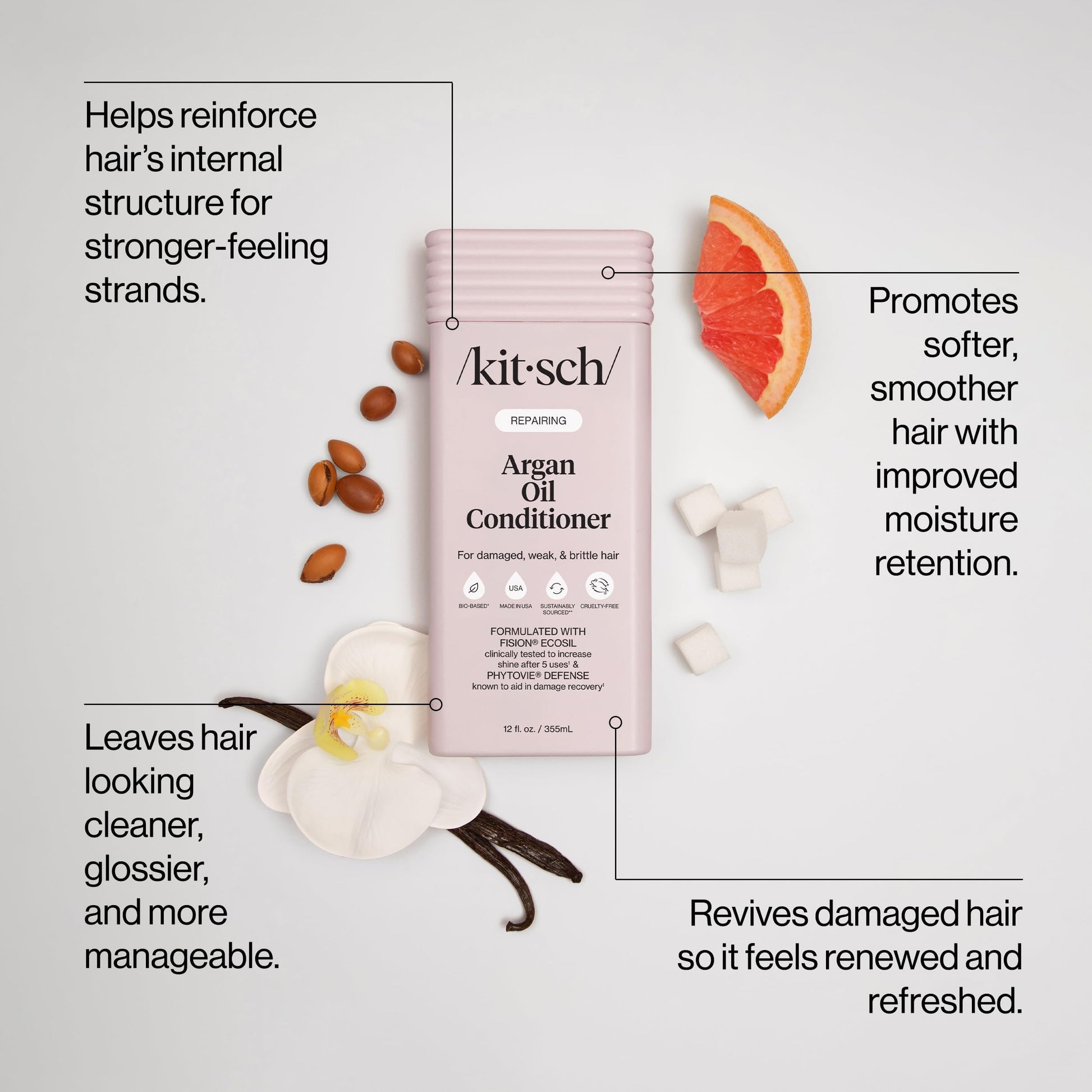 Kitsch Repairing Argan Oil Liquid Conditioner for Women & Men – Argan Oil for Hair, For Shine, Smoothness & Damage Recovery, Hair Repair – Clean, Color-Safe Hair Care - 12.3 oz KitschBuy Supplements Australia