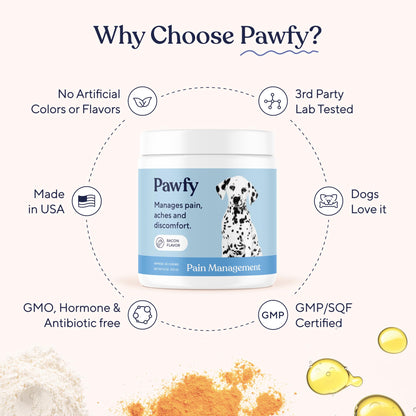 Pawfy Advanced Pain Management - Essential Vitamins & Supplements with Omega 3 |Joint Supplement for Dogs - Supports Hip & Joint Health for Small, Medium, Large Breeds | 30 Fast-Acting Chews PawfyBuy Supplements Australia