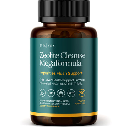 Liver Cleanse Detox & Repair - Microplastics Detox & Zeolite Supplement for Gut Health, Cognition & Natural Energy - Glutathione, NAC, Chlorella, Spirulina, ALA, Cilantro, Milk Thistle, Noni, Shilajit Etta Vita buy supplements Au
