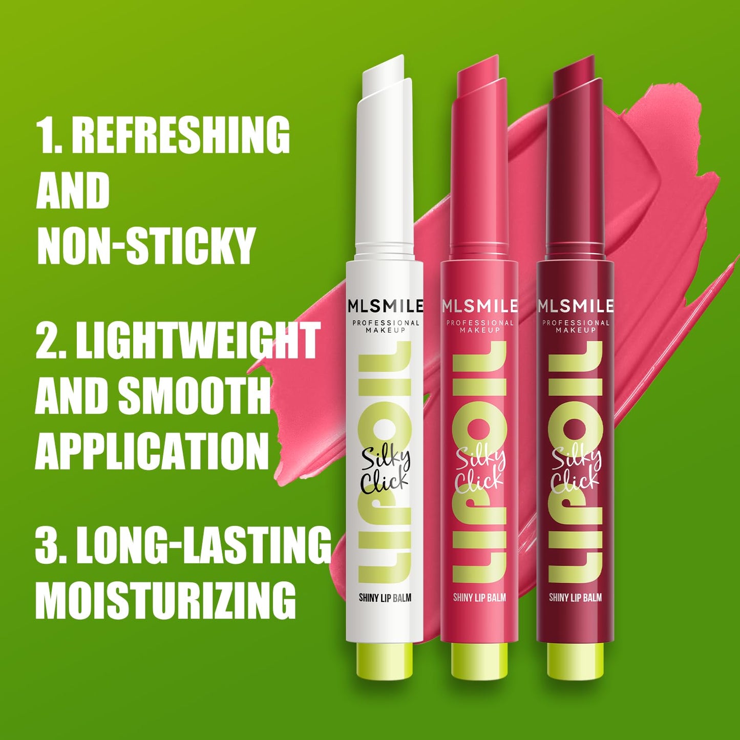 MLSMILE 3 Colors Fat Lip Oil Click Slick,Press Lipstick Set,Moisturizing Lip Balm,High Pigment Glow Lip Oil,Long-lasting,Pigmented Vegan,Lightweight and Glossy Lip Plumper with Coconut Oil-Set A MLSMILEBuy Supplements Australia