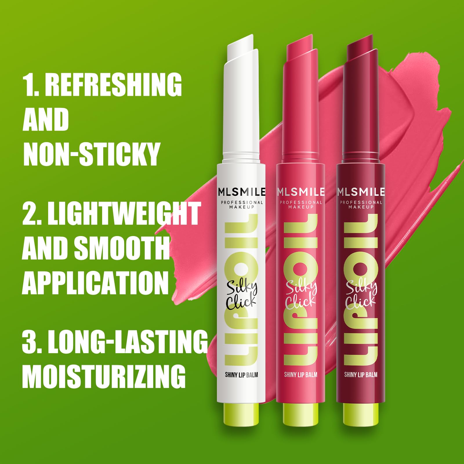 MLSMILE 3 Colors Fat Lip Oil Click Slick,Press Lipstick Set,Moisturizing Lip Balm,High Pigment Glow Lip Oil,Long-lasting,Pigmented Vegan,Lightweight and Glossy Lip Plumper with Coconut Oil-Set A MLSMILEBuy Supplements Australia