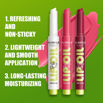 MLSMILE 3 Colors Fat Lip Oil Click Slick,Press Lipstick Set,Moisturizing Lip Balm,High Pigment Glow Lip Oil,Long-lasting,Pigmented Vegan,Lightweight and Glossy Lip Plumper with Coconut Oil-Set A MLSMILEBuy Supplements Australia