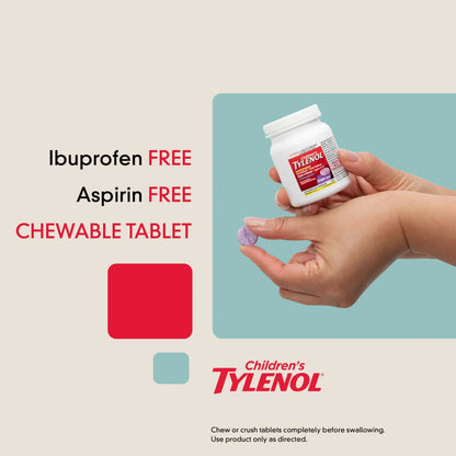 Children's Tylenol Chewables with 160 mg Acetaminophen, Pain Reliever & Fever Reducer for Kids' Cold + Flu Symptoms, Headache, Sore Throat & Toothache, Aspirin-Free, Grape Flavor, 24 ct TylenolBuy Supplements Australia