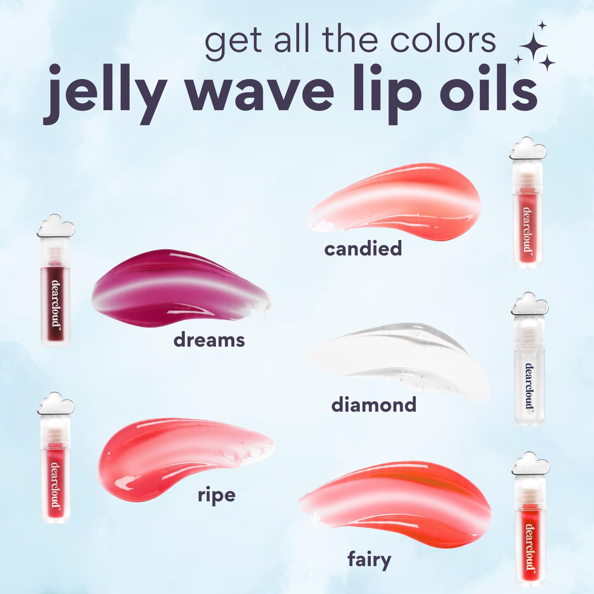 dearcloud Jelly Wave Lush Lip Oil – Clear Lip Gloss and Lip Gloss for Women - Korean skincare essential – Lip Oil for Women with Collagen - Diamond (0.13 oz) dearcloudBuy Supplements Australia