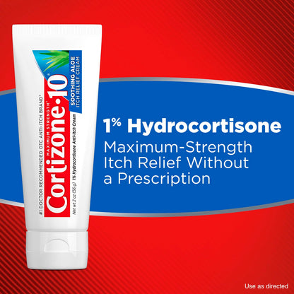 Cortizone-10 Maximum Strength Soothing Aloe Itch Relief Cream, 1% Hydrocortisone, Fast-Acting, Anti-Itch Cream for Bug Bites, Rash, Eczema, Psoriasis, Poison Ivy, Oak, Sumac & More, 2 oz Cortizone 10 buy supplements Au