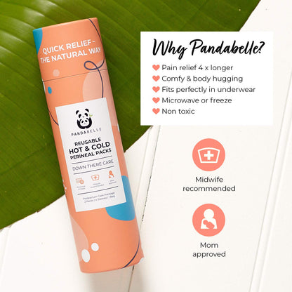 Pandabelle Hot & Cold Reusable Perineal Ice Pack with 4 Washable Cotton Sleeves & Carry Bag for Postpartum Perineal Pain, Hemorrhoids, C-Section Scar, Breastfeeding, Post-Waxing Hair Removal & More PANDABELLEBuy Supplements Australia