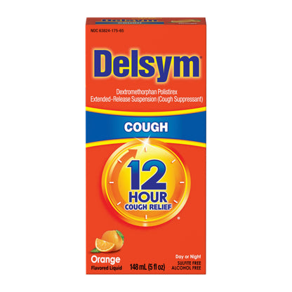 Delsym 12 Hour Cough Medicine for Adults, Powerful Relief for 12 Hours, Cough Suppressant Liquid with Extended-Release Dextromethorphan, Orange Flavor Liquid Cough Syrup, 5 Fl Oz (Pack of 1) Delsym buy supplements Au