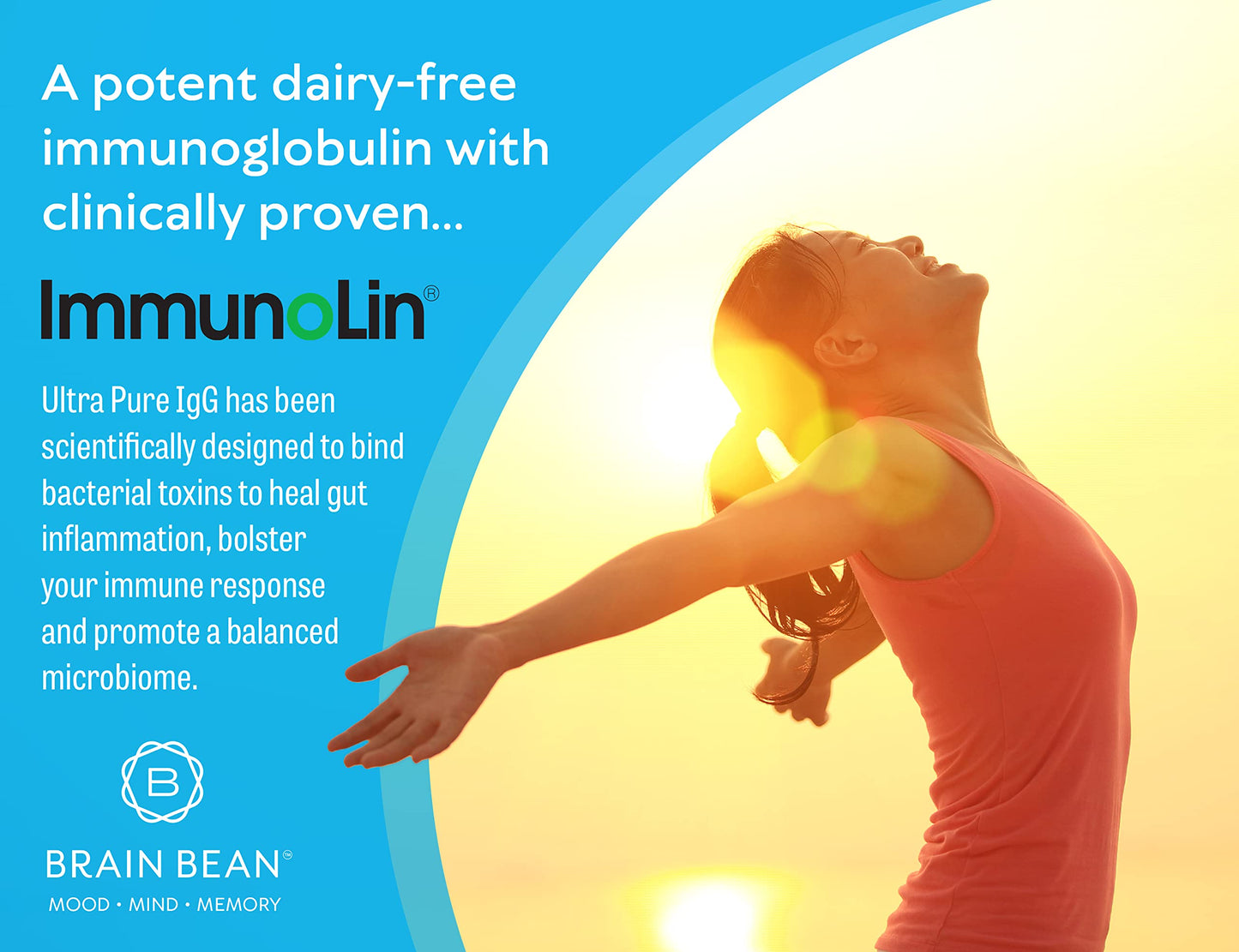 Brain Basics Ultra Pure IgG Supplement - Dairy-Free Supplement IgG-Immunolin Powder, Blended Vitamin & Mineral Supplements, 150g, 60 Servings Brain Bean buy supplements Au