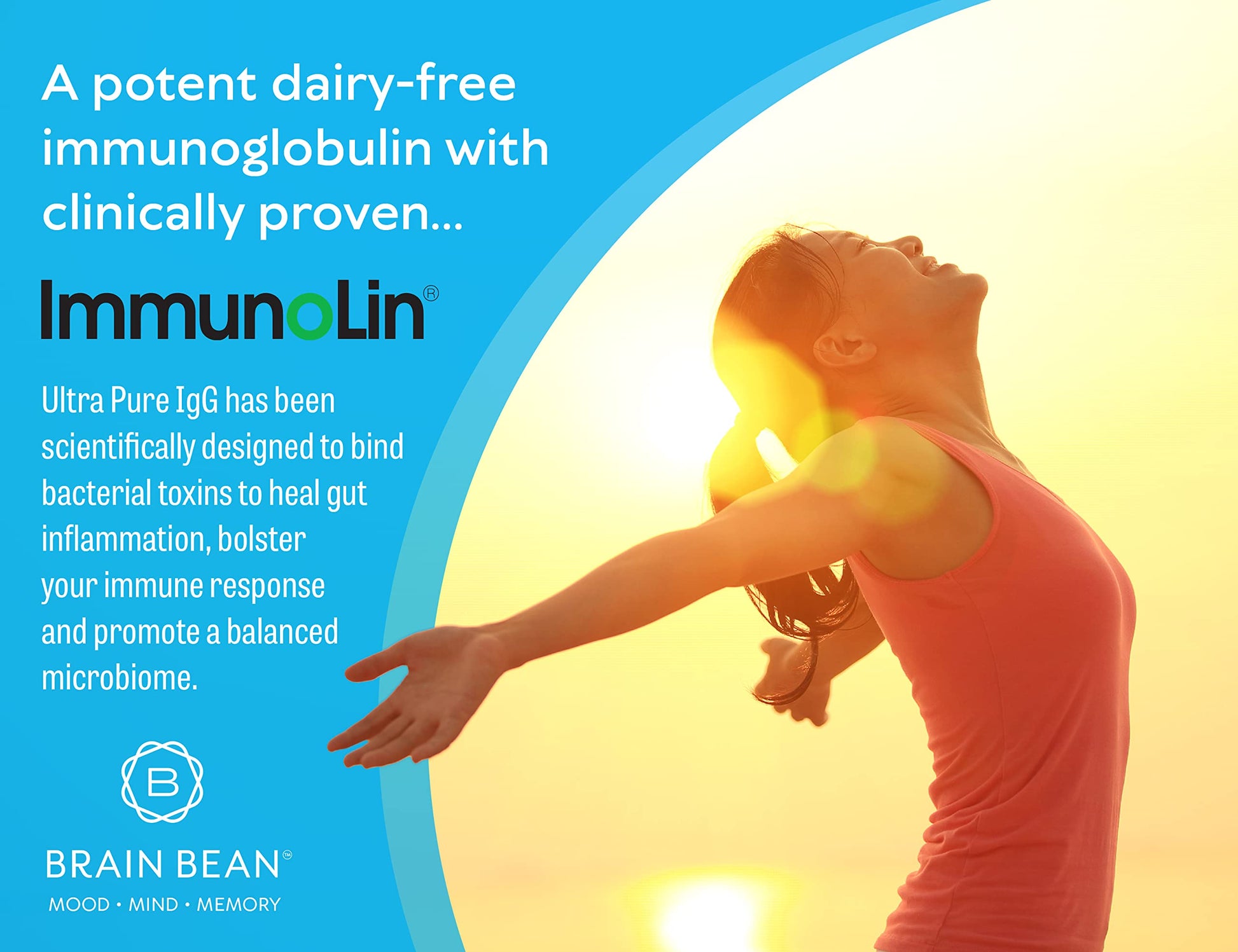 Brain Basics Ultra Pure IgG Supplement - Dairy-Free Supplement IgG-Immunolin Powder, Blended Vitamin & Mineral Supplements, 150g, 60 Servings Brain Bean buy supplements Au