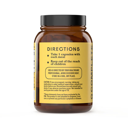 Complete Natural Products Digestive Enzyme Capsules, 550mg, 100ct | Plant-Based Formula