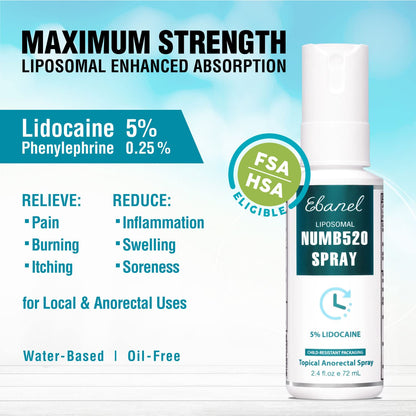 Ebanel Bundle of 5% Lidocaine Numbing Spray and Callus Remover Gel