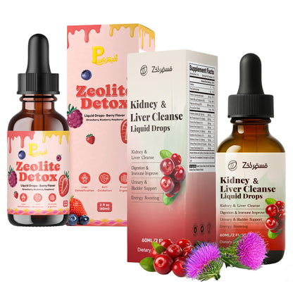 Zeolite Detox Drops for Kids & Kidney Cleanse Drops for Adults - Liquid Supplement Duo with Vitamins C B12 D3, Cranberry, Chanca Piedra, Milk Thistle & Herbal Blend - Mixed Berry & Cranberry Flavor, 6 Pavintrix buy supplements Au