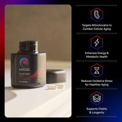 MitoQ Pure Advanced Mitochondria Supplement Superior Bioavailability to CoQ10 | Reduces Free Radical Damage for Healthy Aging, Metabolism, Heart Health, Energy, Strength & Mobility MitoQ buy supplements Au