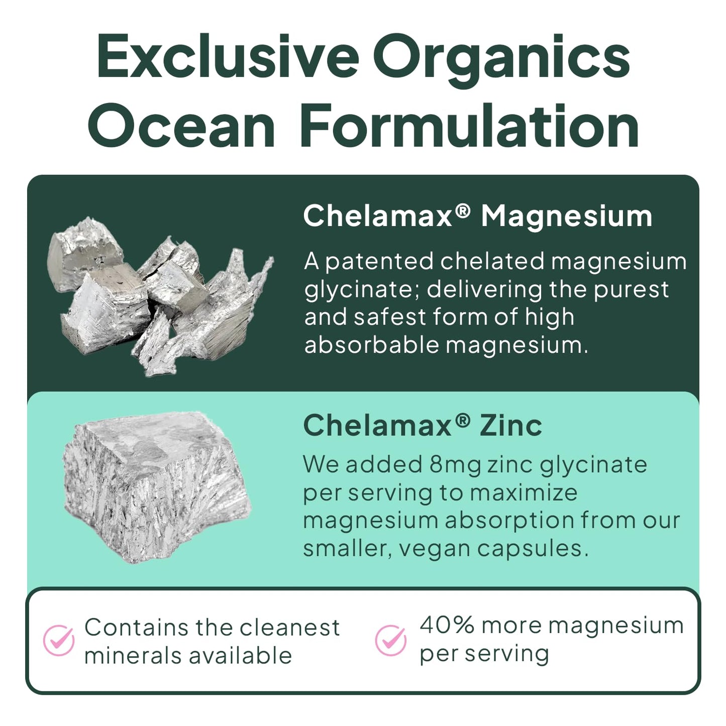 Organics Ocean Pure Magnesium Glycinate with Zinc - Maximum Strength Chelated Magnesium Supplement for Women and Men for Muscle Cramps and Sleep Support - 90 Capsule Organics Ocean buy supplements Au