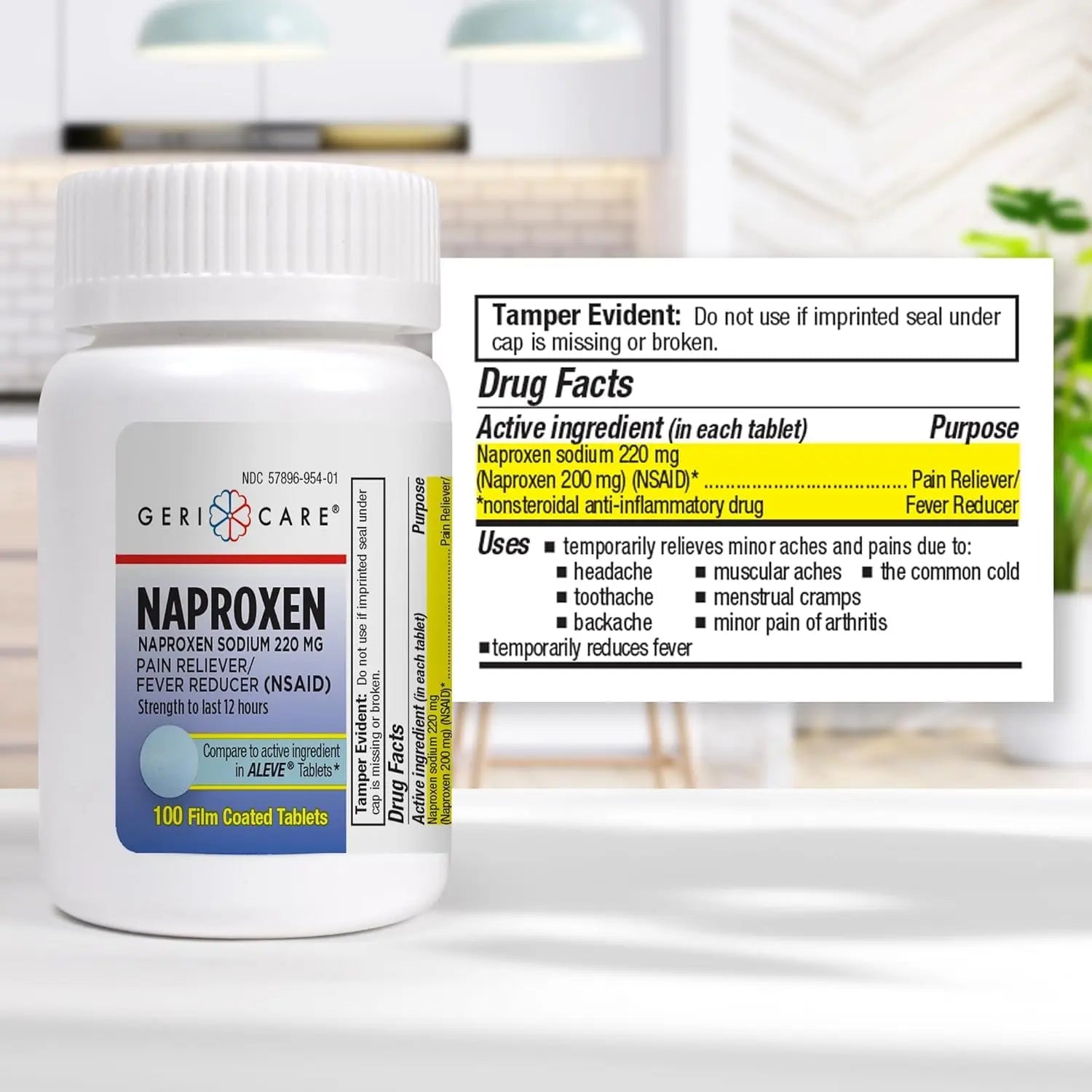 GeriCare Naproxen Sodium Tablets, 220mg (100 Count)- NSAID Extra-Strength Pain Relief for Headache, Arthritis, Muscle Aches, Menstrual Cramps- Film-Coated Naproxen, Anti-Inflammatory & Fever Reducer GeriCareBuy Supplements Australia