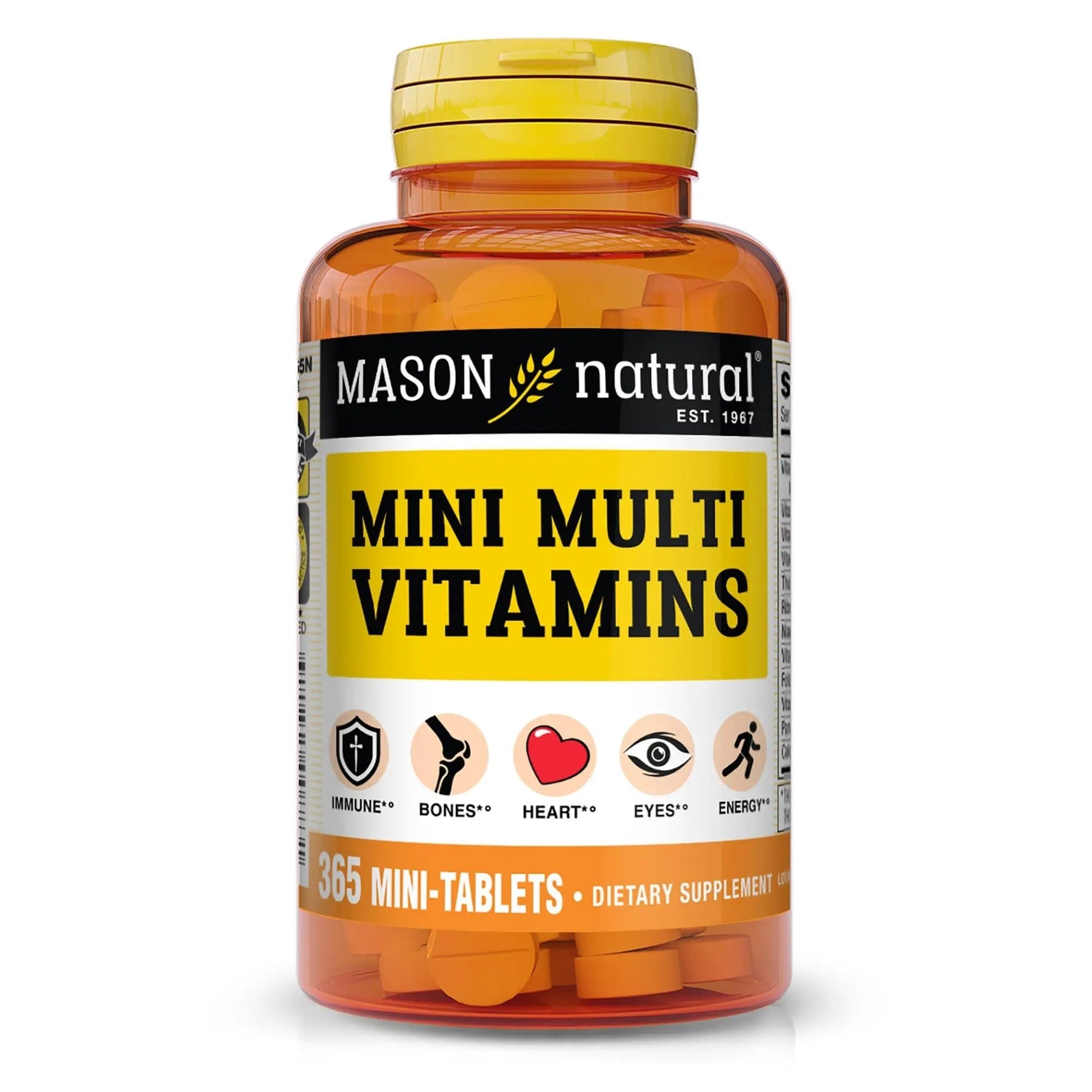 MASON NATURAL Mini Multi Vitamins, Vitamins A, C, D3, E, B1, B2, B3, B6, B12, Folate and Calcium for Overall Health, 1 Year Supply MASON NATURAL