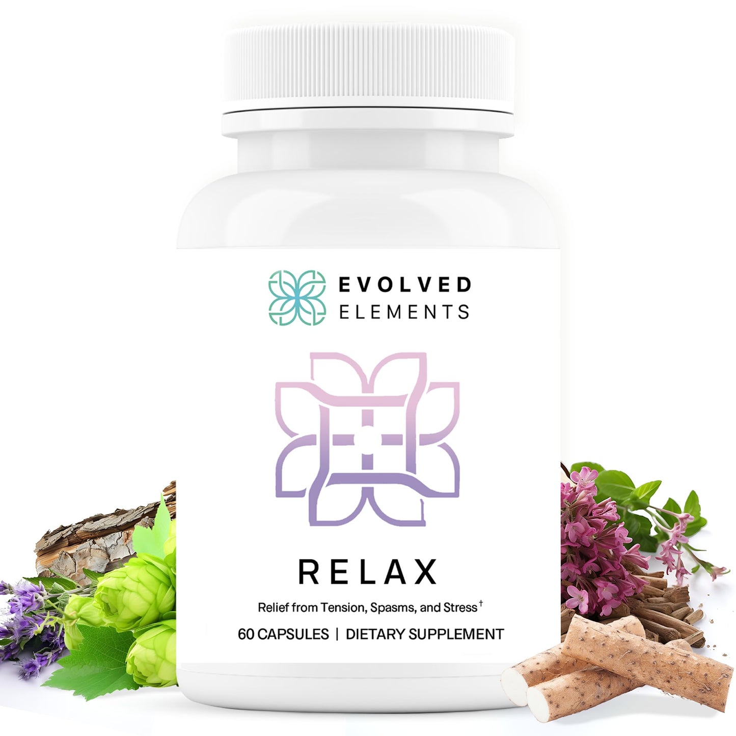 Evolved Elements All-Natural Muscle Relaxer | 60 Capsules | Spasm Relief with Magnesium, Passion Flower, and Valerian Root | Relieves Muscle Spasms, Tension, and Promotes Calmness Evolved ElementsBuy Supplements Australia