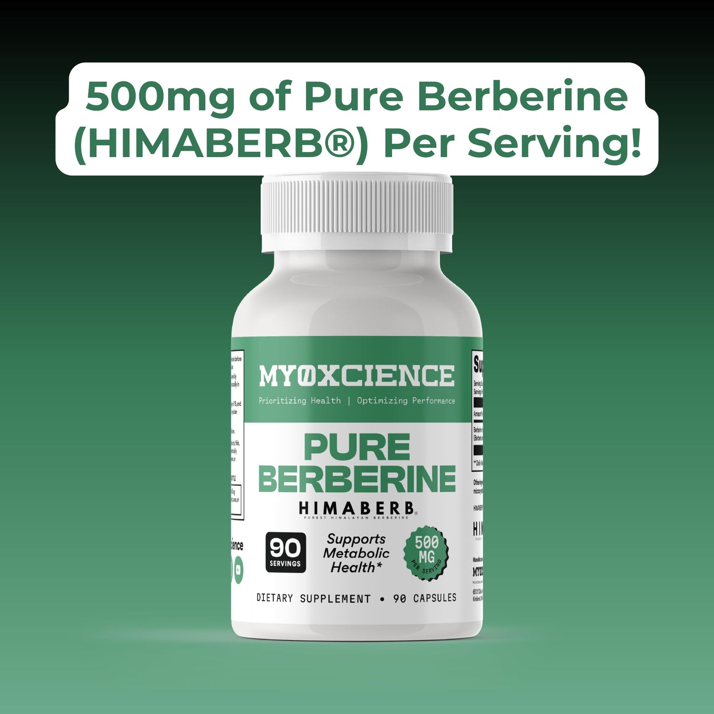 MYOXCIENCE Pure Berberine Himaberb | 500 mg of Berberine HCl per Serving | 90 Servings MYOXCIENCE buy supplements Au