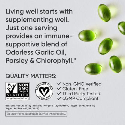 Sports Research® Odorless Garlic Oil Pills with Parsley & Chlorophyll - Vegan Certified · Non-GMO · Gluten Free - 150 Plantgel Capsules Sports Research buy supplements Au