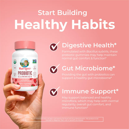 MARYRUTH'S USDA Organic Probiotic Gummies Probiotic Digestive Support | Immune Support | Digestive & Gut Health Supplement | 5 Billion CFU