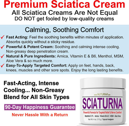 Sciatica Nerve Cream - Maximum Strength Comfort Cream for Feet, Hands, Legs, Toes, Back - Natural Ultra Strength Arnica, MSM, Menthol, Soothing Comfort, 2 Oz NuturnaBuy Supplements Australia
