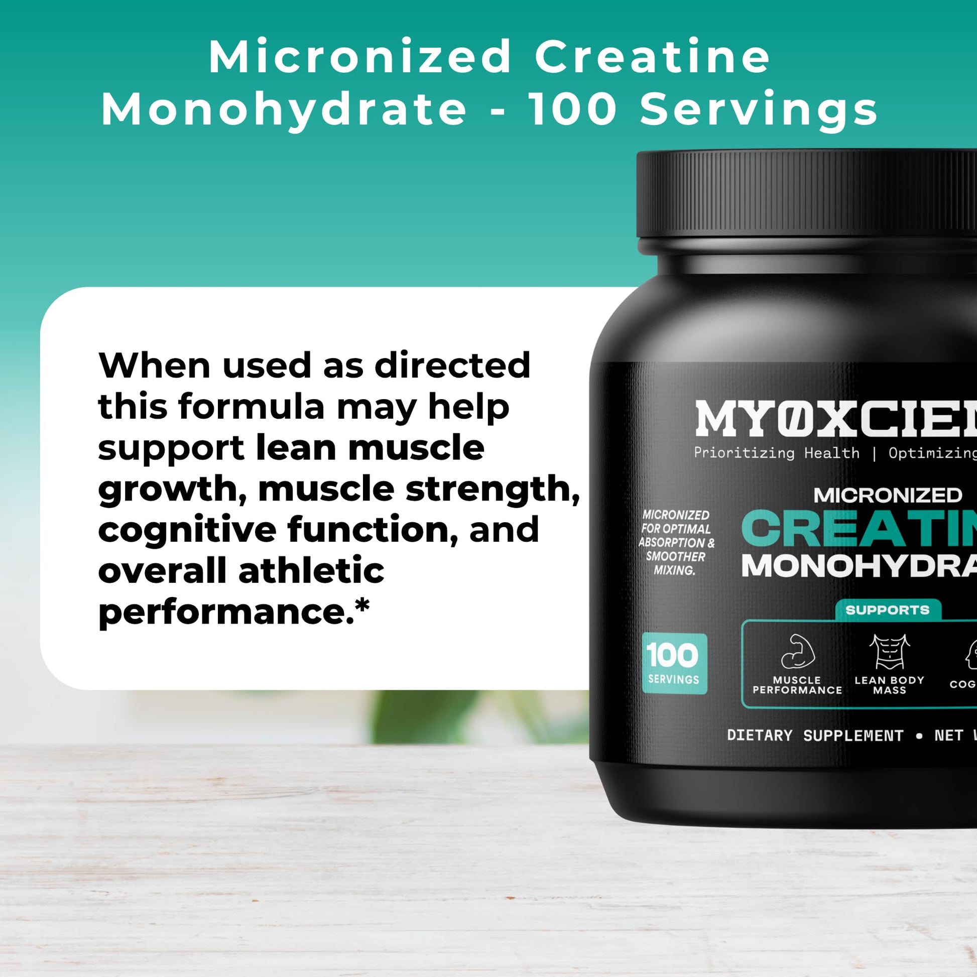 MYOXCIENCE Micronized Creatine | Supports Muscle Performance, Lean Body Mass, & Cognition | 100 Servings MYOXCIENCE buy supplements Au