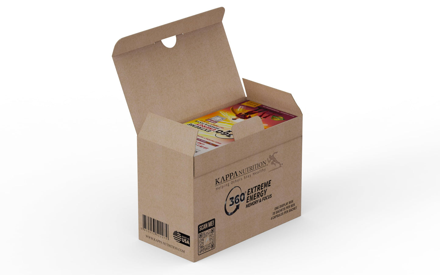 360 Extreme Energy, Memory & Focus (1 Display 20 Sachets (4 Capsules ea) KAPPA NUTRITIONBuy Supplements Australia