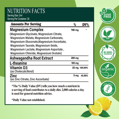 12-in-1 Magnesium Complex Liquid Drops, Chelated Magnesium Citrate Glycinate Taurate Malate Aspartate w. Ashwagandha Theanine D3 & Zinc for Relaxation Sleep Immune Health & Muscle Function丨Women Men. Vita PLynxera buy supplements Au