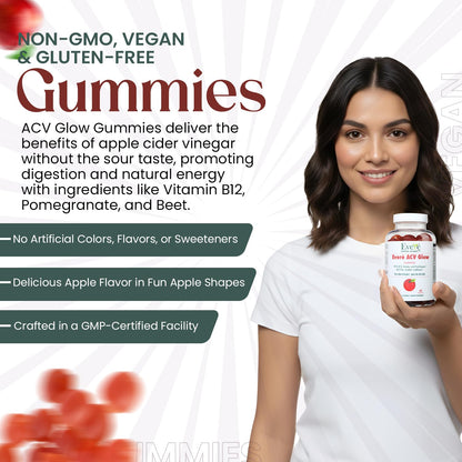 Everé ACV Glow Gummies – Apple Cider Vinegar with B12, B6, Iodine, Folate, Beetroot & Pomegranate – Daily Wellness Support for Energy & Balance The EverÉ Natural Alchemy buy supplements Au