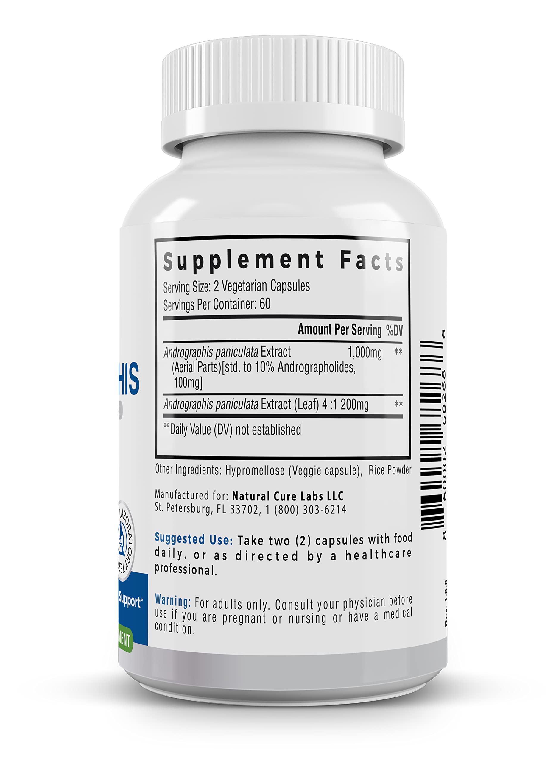 Natural Cure Labs Premium Andrographis Paniculata Extract 1,200mg – 100mg Standardized Andrographolides – Vegan Immune & Digestive Support Capsules – Non-GMO, Gluten-Free, Herbal Dietary Supplement Natural Cure Labs buy supplements Au
