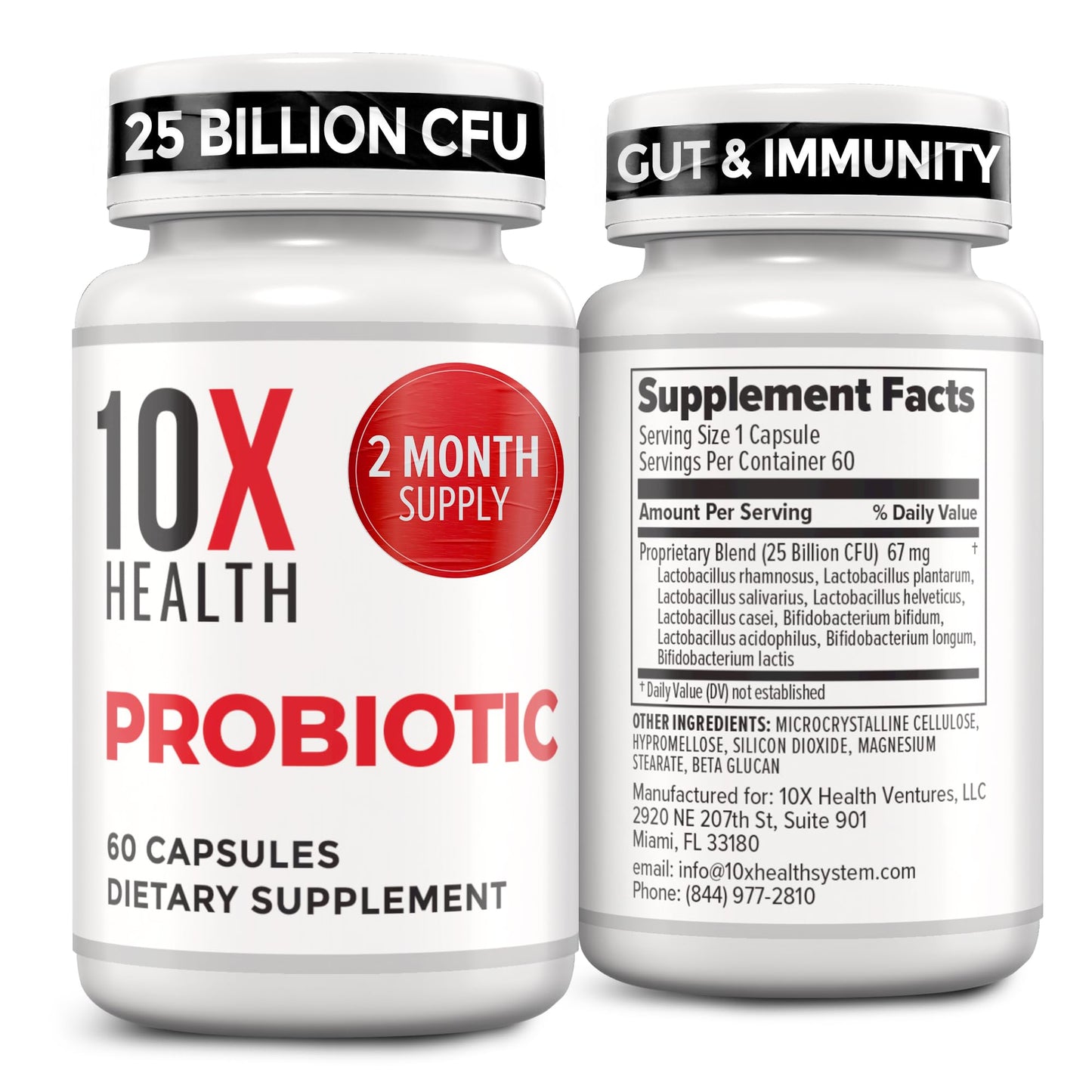 10X Health Probiotics for Men - 60 Capsules Immune Support Supplement & Probiotics for Digestive Health with Lactobacillus Rhamnosus,