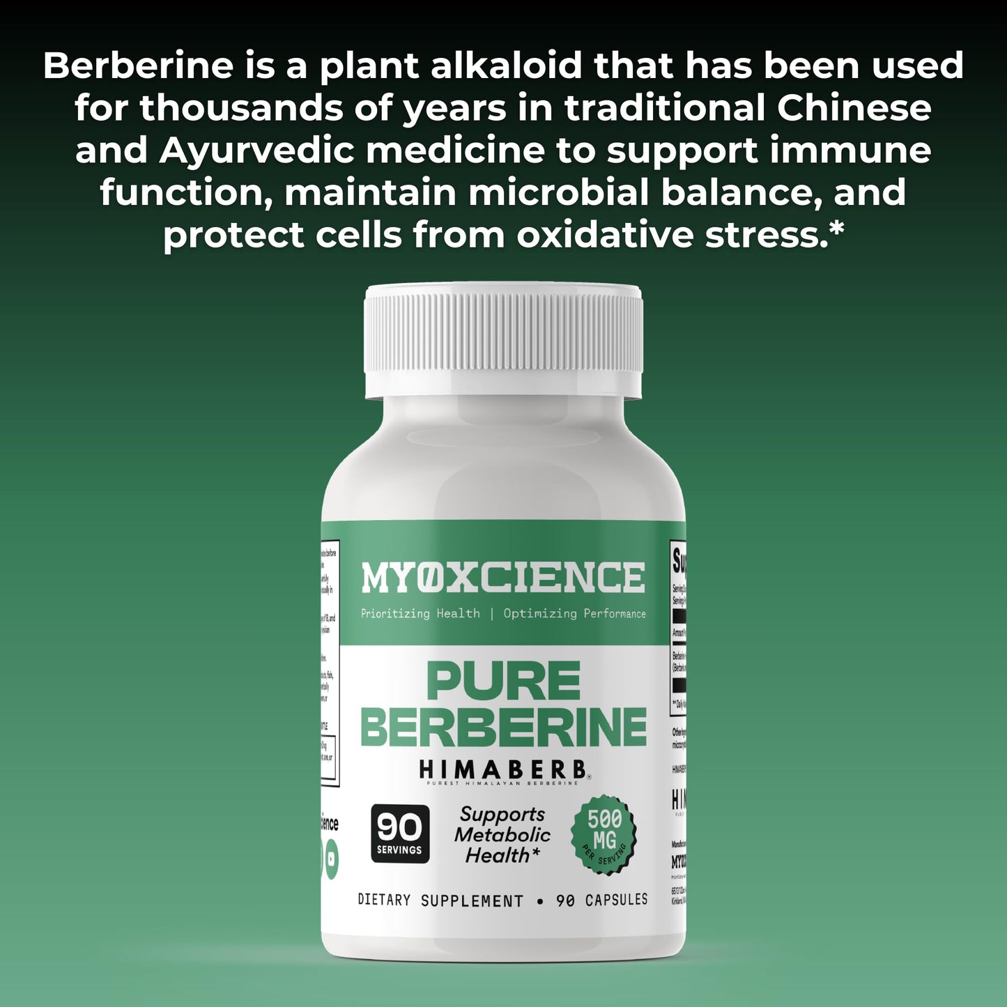 MYOXCIENCE Pure Berberine Himaberb | 500 mg of Berberine HCl per Serving | 90 Servings MYOXCIENCE buy supplements Au