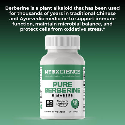 MYOXCIENCE Pure Berberine Himaberb | 500 mg of Berberine HCl per Serving | 90 Servings MYOXCIENCE buy supplements Au