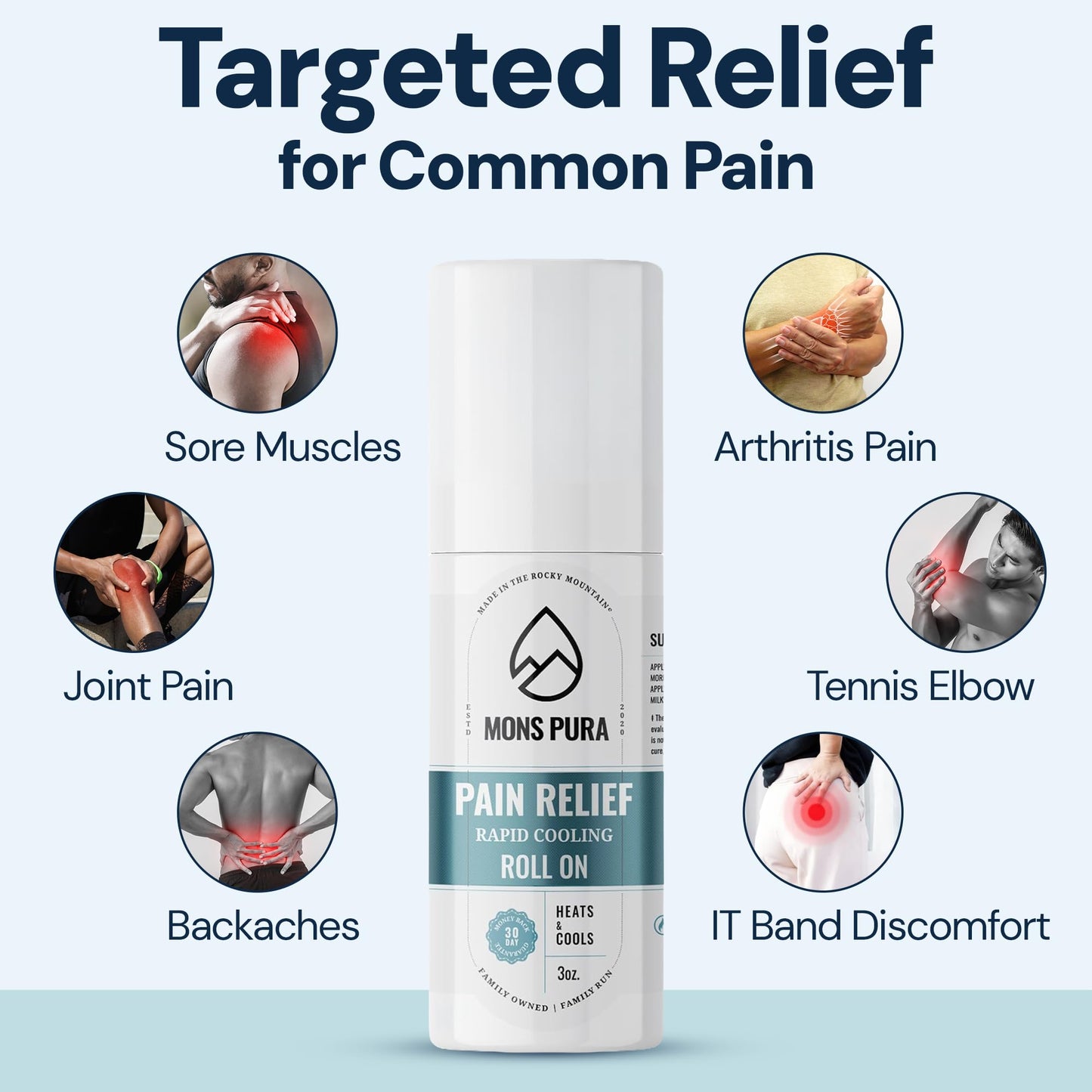 Mons Pura Roll On Pain Relief with Menthol, Arnica, Rosemary & Essential Oils - Extra Strength Arnica Roll On Fast Cooling Muscle & Joint Relief for Arthritis, Back Pain & Sciatica (3oz) Mons PuraBuy Supplements Australia