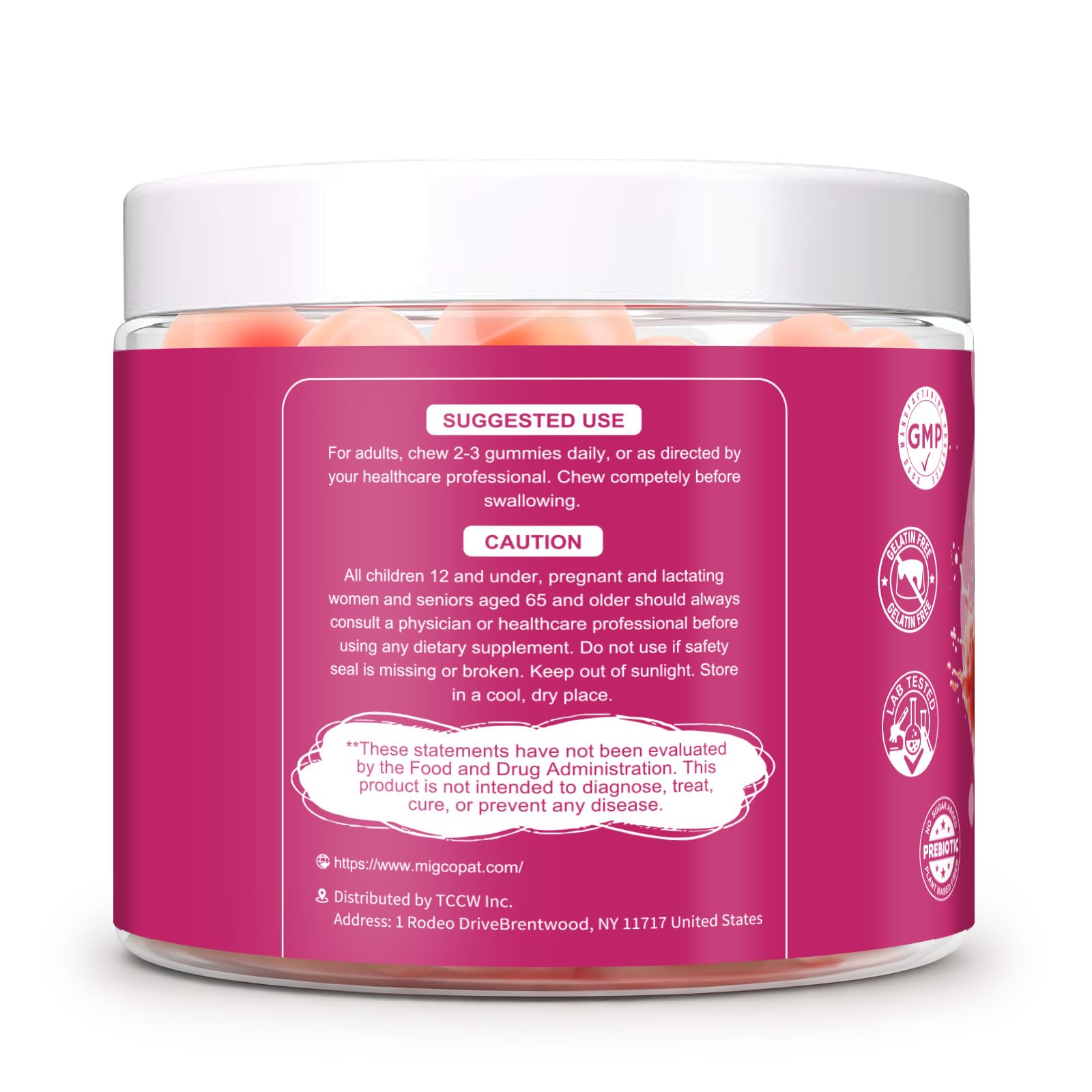 Migcopat 10G Fiber Gummies with Collagen Peptides, Hyaluronic Acid, Vitamin C, ACV, 30 Billion CFU Probiotics – Sugar Free Collagen Gummy for Skin, Hair & Nails – Digestive Health Support – 60 Cts MigcopatBuy Supplements Australia