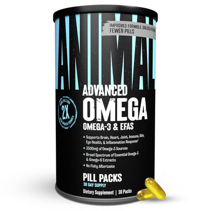 Animal Advanced Omega 3 Fatty Acids - 3500mg EPA DHA Fish Oil Omega 3 Supplement for Women & Men High Potency Blend with CLA GLA ALA for Brain Skin Eye Immune Joint Health 30 Pill Packs Animal buy supplements Au