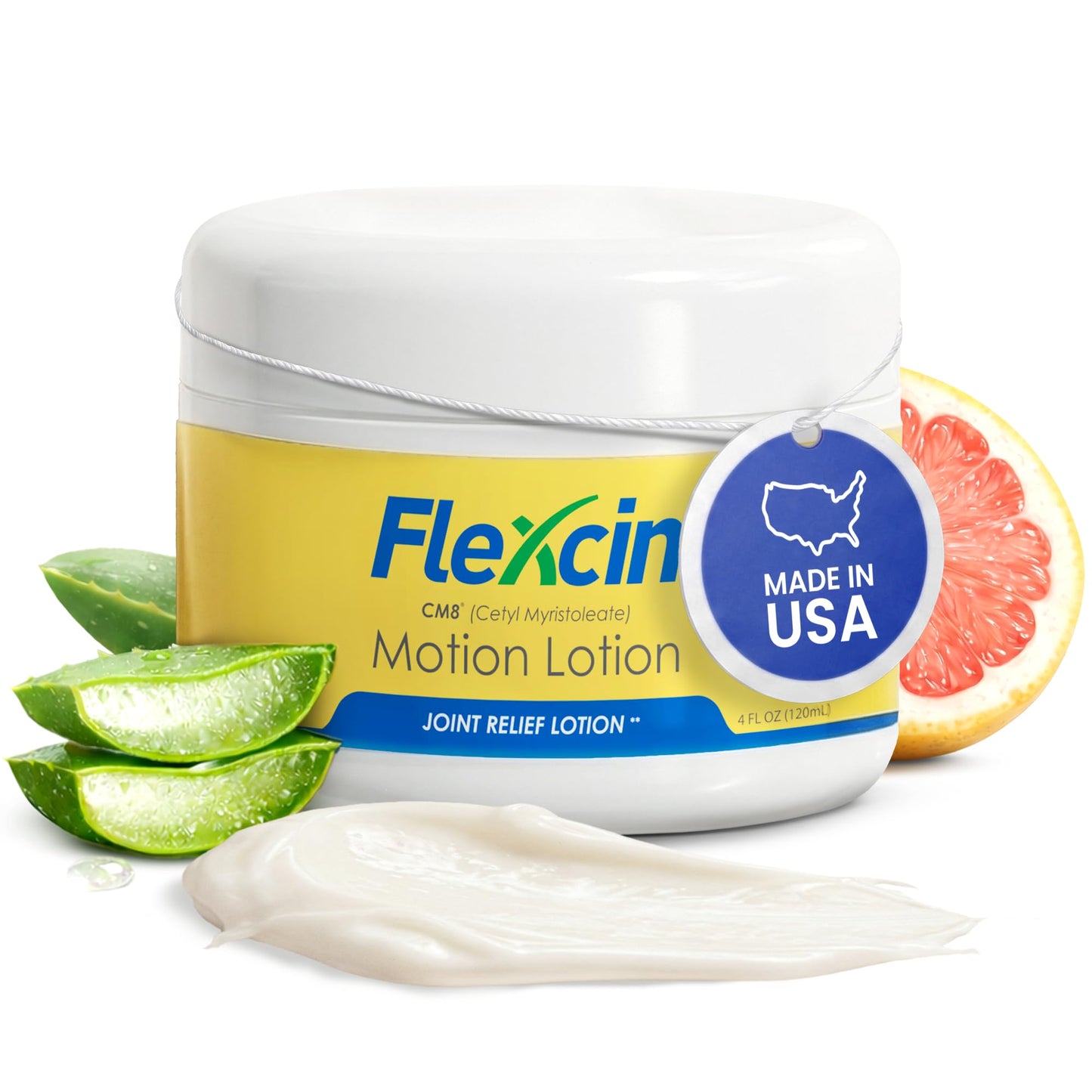 Flexcin Motion Lotion with CM8 - Joint & Muscle Therapy Cream for Back, Neck, Knee, Hand, Foot - Fast Absorbing with DMSO, Emu Oil, Aloe Vera - Non-Greasy 4oz Jar FlexcinBuy Supplements Australia
