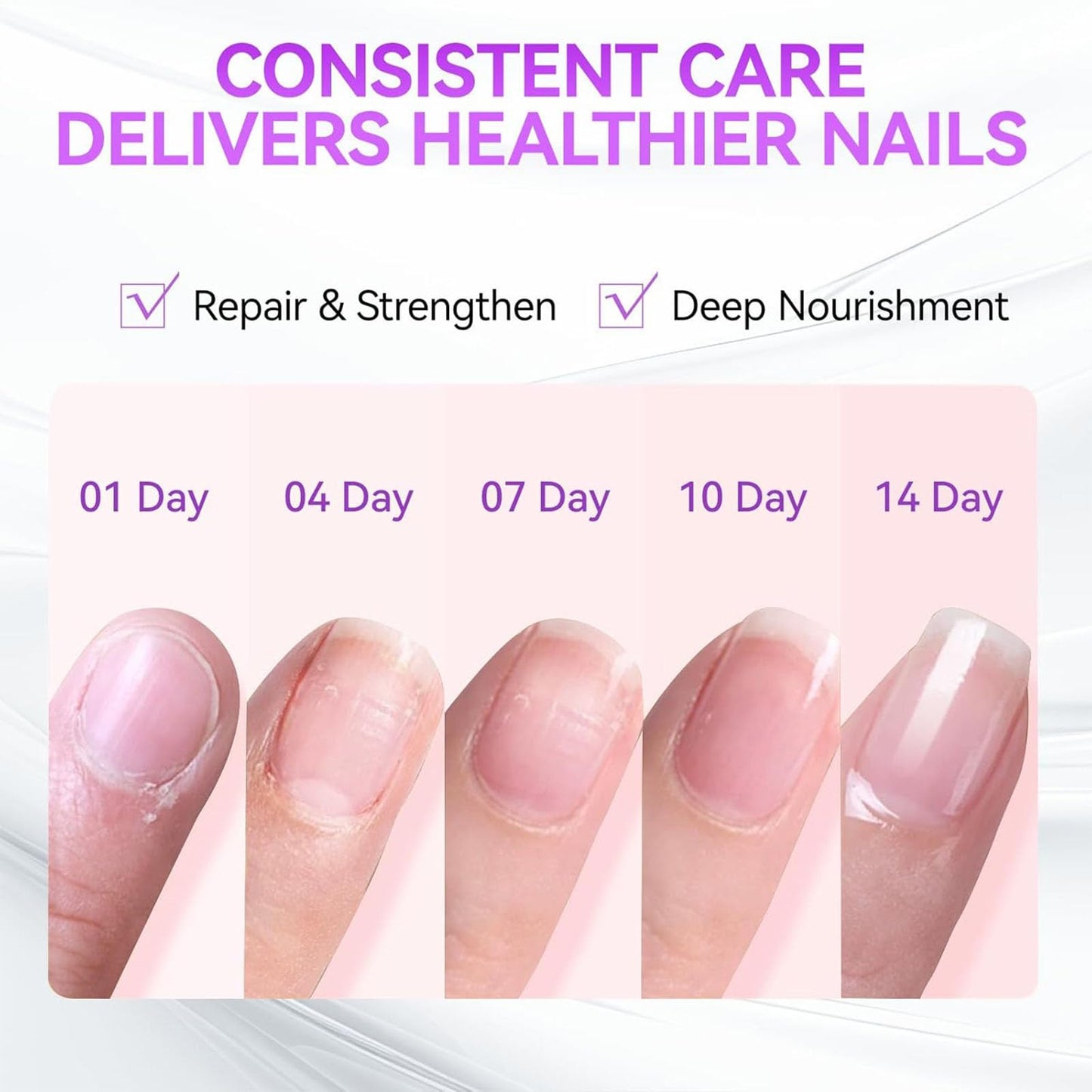 Nail Strengthener for Women, Pink Nail Hardener Extra Strong and Growth, Long-Lasting Quick Dry, Nail Strengthening Polish for Weak Brittle