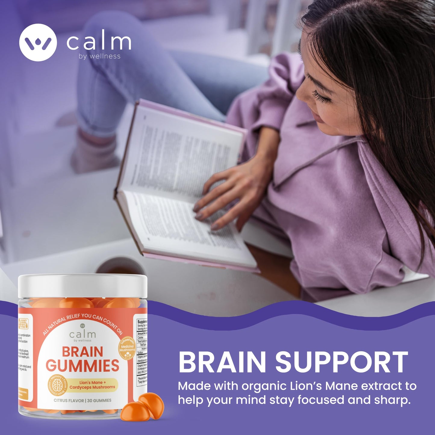 Calm by Wellness Lion’s Mane Gummies for Adults – Vegan Mushroom Gummies with Lion’s Mane & Cordyceps for Brain Support, Memory & Focus, Immune Boost – Citrus Flavor, 30 Count Calm by Wellness buy supplements Au