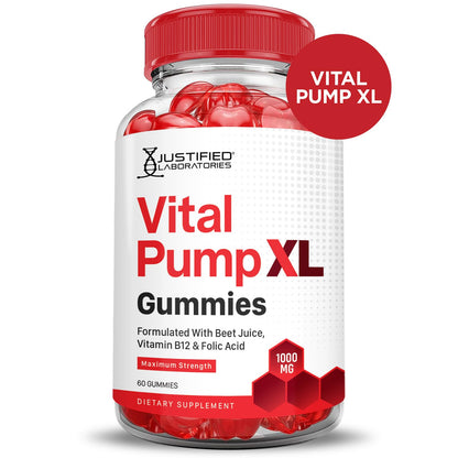 Justified Laboratories (5 Pack) Vital Pump XL Performance Gummies 1000MG Advanced Formula Vital PumpXL Formulated with Beet Juice ACV Pomegranate Beet Powder B12 Vegan Non GMO 300 Gummys Justified Laboratories buy supplements Au