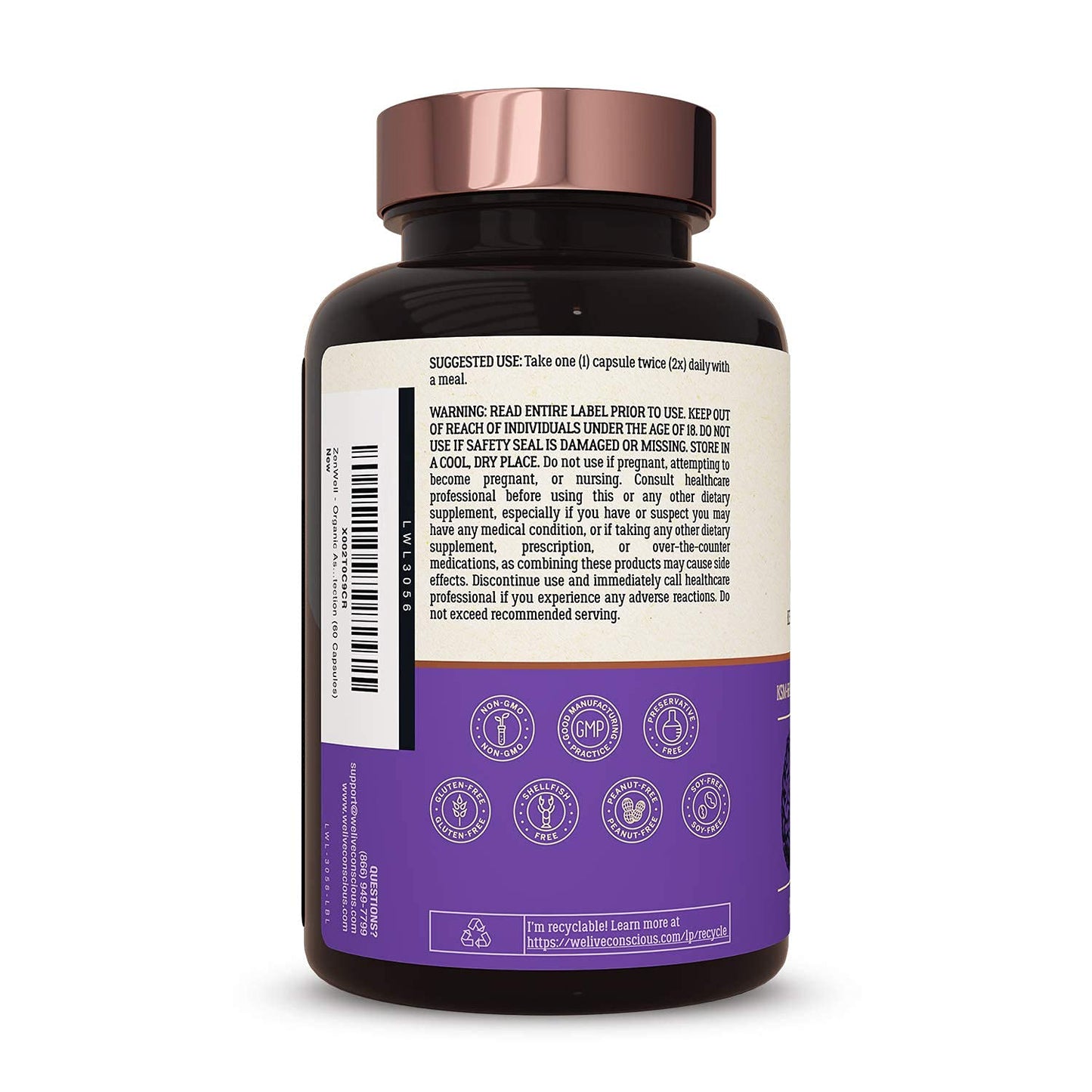 Live Conscious KSM-66 Ashwagandha Supplement w/L Theanine & AlphaWave - ZenWell Everyday Stress Relief, Cognitive, Brain Health