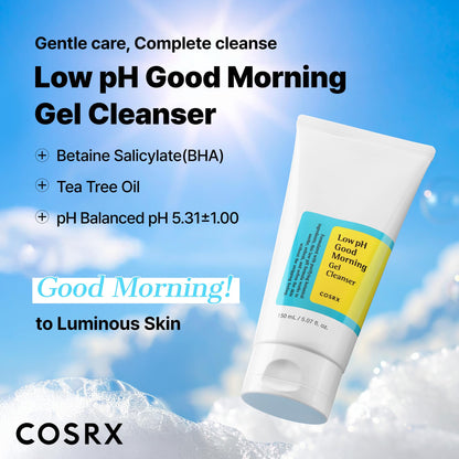 COSRX Low pH Good Morning Gel Face Cleanser, 5.07 fl oz, BHA Face Wash, Daily Mild Face Cleanser for Sensitive Skin