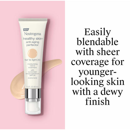 Neutrogena Retinol Treatment and Tinted Facial Moisturizer, Healthy Skin Anti-Aging Perfector with Broad Spectrum SPF 20 Sunscreen