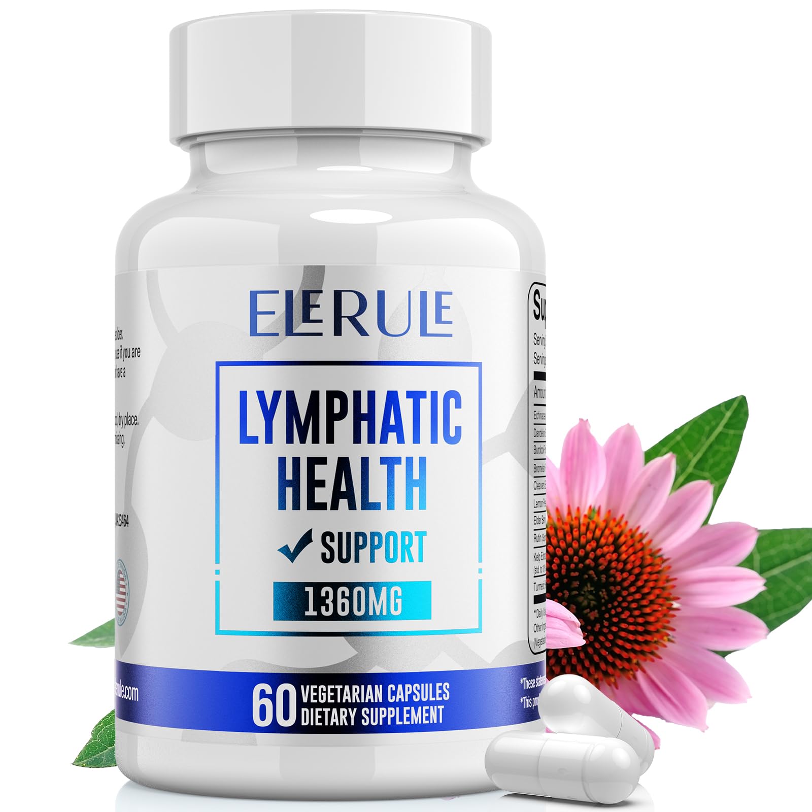 ELERULE Lymphatic Support Supplement, Lymphatic Drainage Supplements with with Dandelion, Burdock, Echinacea, Lemon & More, Lymph System Support for Men and Women – 60 Capsules ELERULE buy supplements Au