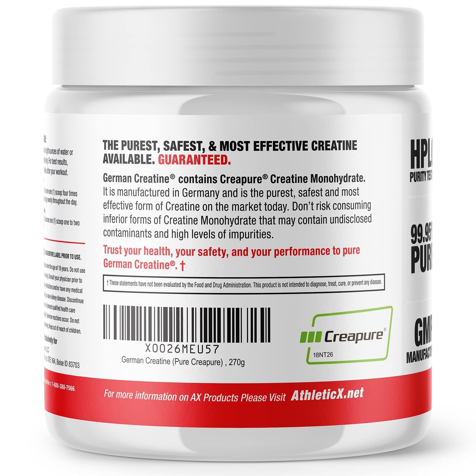 German Creatine - Micronized Creatine Monohydrate Powder, 99.99% Pure Creapure for Muscle Growth, Strength & Performance, Supports Muscle Recovery, 3rd Party Tested, Unflavored - 270g (54 Servings) German Creatine buy supplements Au
