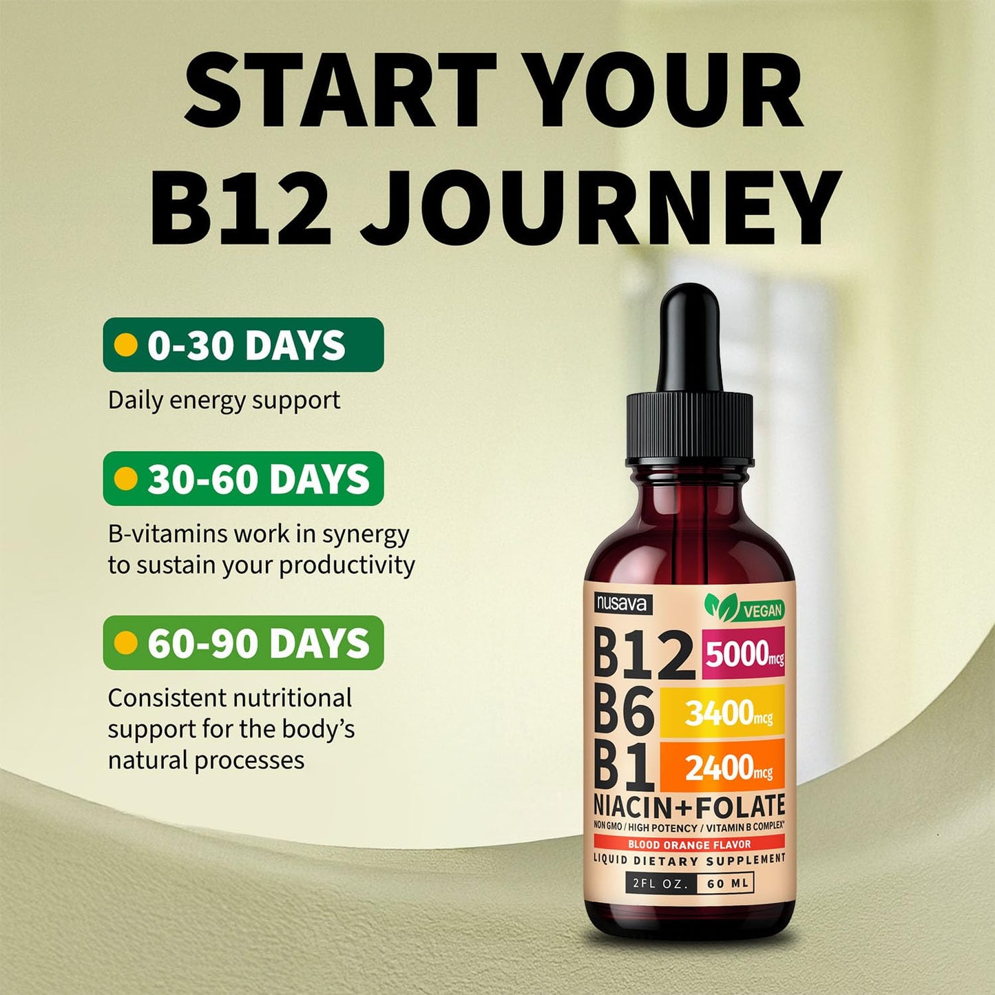 (2 Pack) Vitamin B12 and B6 Liquid Drops, B12 Sublingual Vitamin B Complex - B 12 Vitamin 5000mcg - B12 Methylcobalamin for Energy