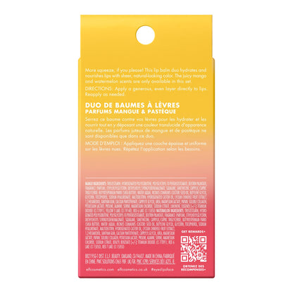 e.l.f. Squeeze Me More Lip Balm Duo, Moisturizing Balm For A Sheer Tint Of Color, Made With Hyaluronic Acid