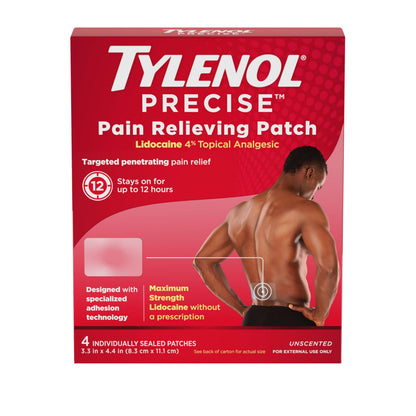 Tylenol Precise Pain Relieving Patches, Large Topical Analgesic Patches + Maximum OTC Strength Lidocaine Penetrates, Targeted Relief Ideal for Shoulder, Back & Knee Pain, Unscented, 4 ct TylenolBuy Supplements Australia